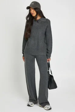 boohoo Ensemble Coordonné Grande Taille Synthétiquell Surdimensionné Col Zippé Et Pantalon En Maille Épaisse<Femme Pulls Et Gilets|Toutes Les Mailles