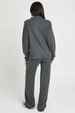 boohoo Ensemble Coordonné Grande Taille Synthétiquell Surdimensionné Col Zippé Et Pantalon En Maille Épaisse<Femme Pulls Et Gilets|Toutes Les Mailles