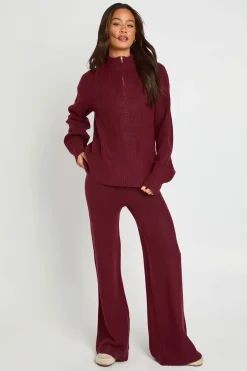 Ensemble Coordonné Grande Taille Synthétiquell Oversize Super Doux Col Zippé Et Pantalon Jambes Larges