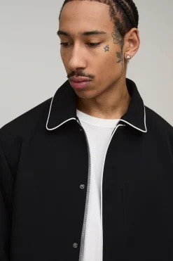 boohooMAN Ensemble Coordonné Harrington Ajusté À Fermeture Éclair Avec Passepoil Contrasté<Homme Ensembles|Tenues De Soirée Grande Taille