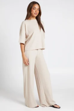Ensemble Coordonné Haut Ample Oversize Et Pantalon Large À Effet Froissé