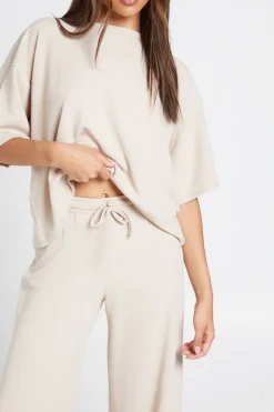 Ensemble Coordonné Haut Ample Oversize Et Pantalon Large À Effet Froissé