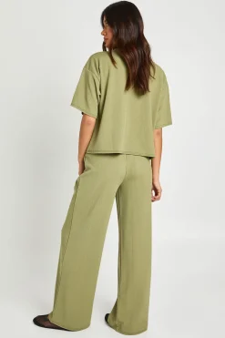 Ensemble Coordonné Haut Ample Oversize Et Pantalon Large En Tissu Froissé
