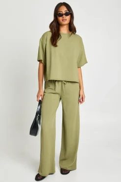 Ensemble Coordonné Haut Ample Oversize Et Pantalon Large En Tissu Froissé