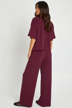 Ensemble Coordonné Haut Ample Oversize Et Pantalon Large En Tissu Froissé