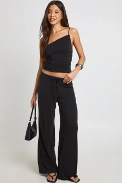 Ensemble Coordonné Haut Asymétrique Froncé À Une Épaule Et Pantalon