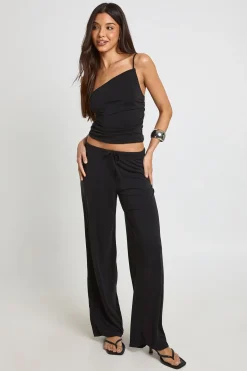 Ensemble Coordonné Haut Asymétrique Froncé À Une Épaule Et Pantalon