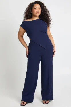 Ensemble Coordonné Haut Asymétrique Et Pantalon Grande Taille