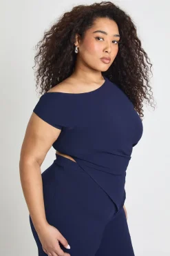Ensemble Coordonné Haut Asymétrique Et Pantalon Grande Taille