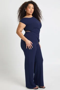 Ensemble Coordonné Haut Asymétrique Et Pantalon Grande Taille