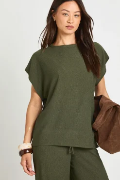 Ensemble Coordonné Haut Asymétrique Froissé Et Pantalon Droit Tall