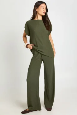 Ensemble Coordonné Haut Asymétrique Froissé Et Pantalon Droit Tall