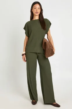 Ensemble Coordonné Haut Asymétrique Froissé Et Pantalon Droit Tall