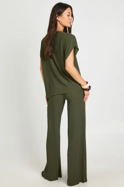Ensemble Coordonné Haut Asymétrique Froissé Et Pantalon Droit Tall