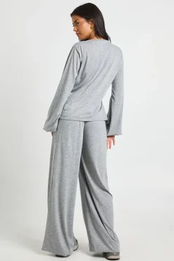Ensemble Coordonné Haut Cache-Cœur à Taille Nouée et Pantalon Chiné