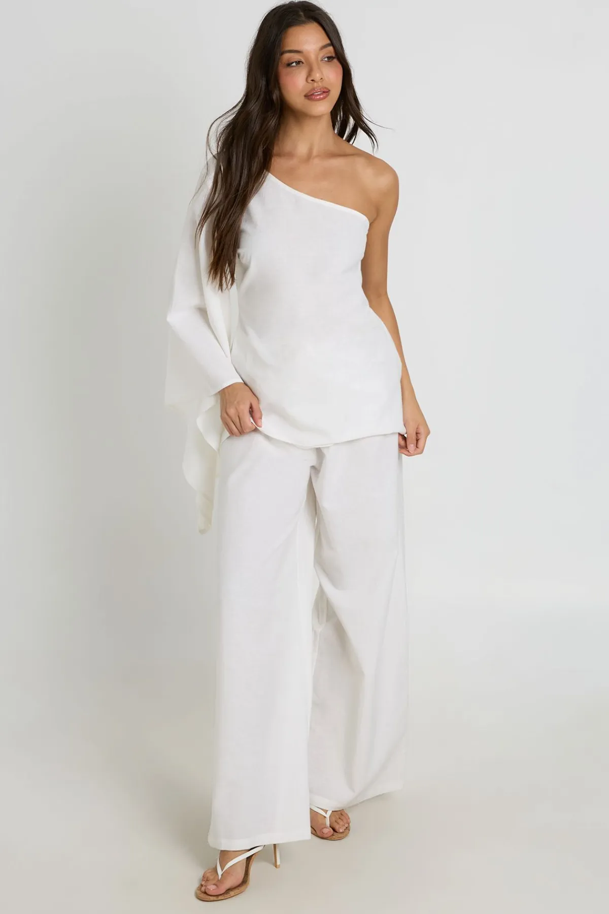 boohoo Ensemble Coordonné Haut Cape Et Pantalon Large À Effet Lin<Femme Ensembles