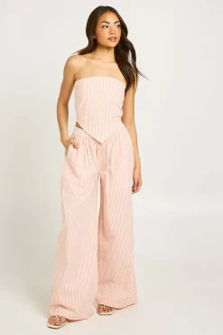 Ensemble Coordonné Haut Écharpe Et Pantalon En Seersucker Vichy