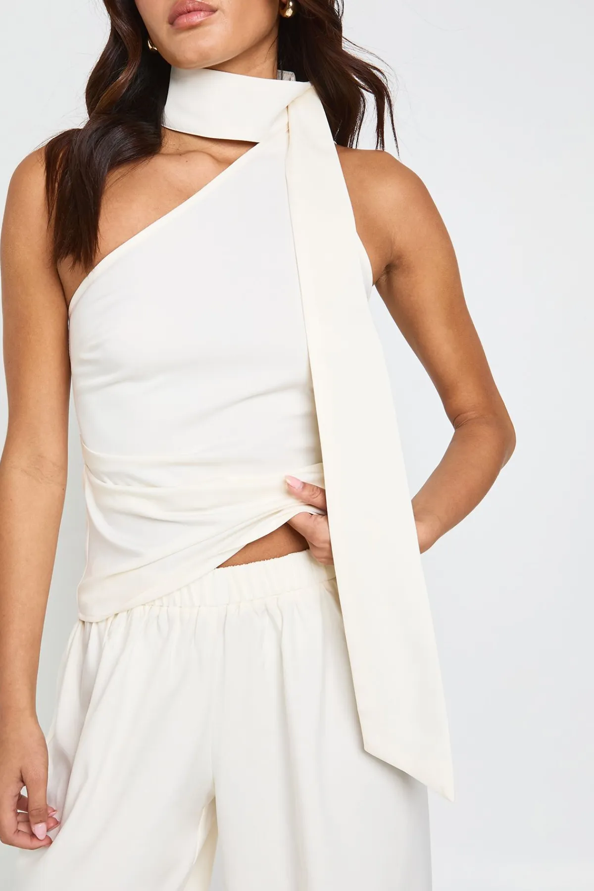boohoo Ensemble Coordonné Haut Écharpe En Crêpe Et Pantalon Large<Femme Ensembles