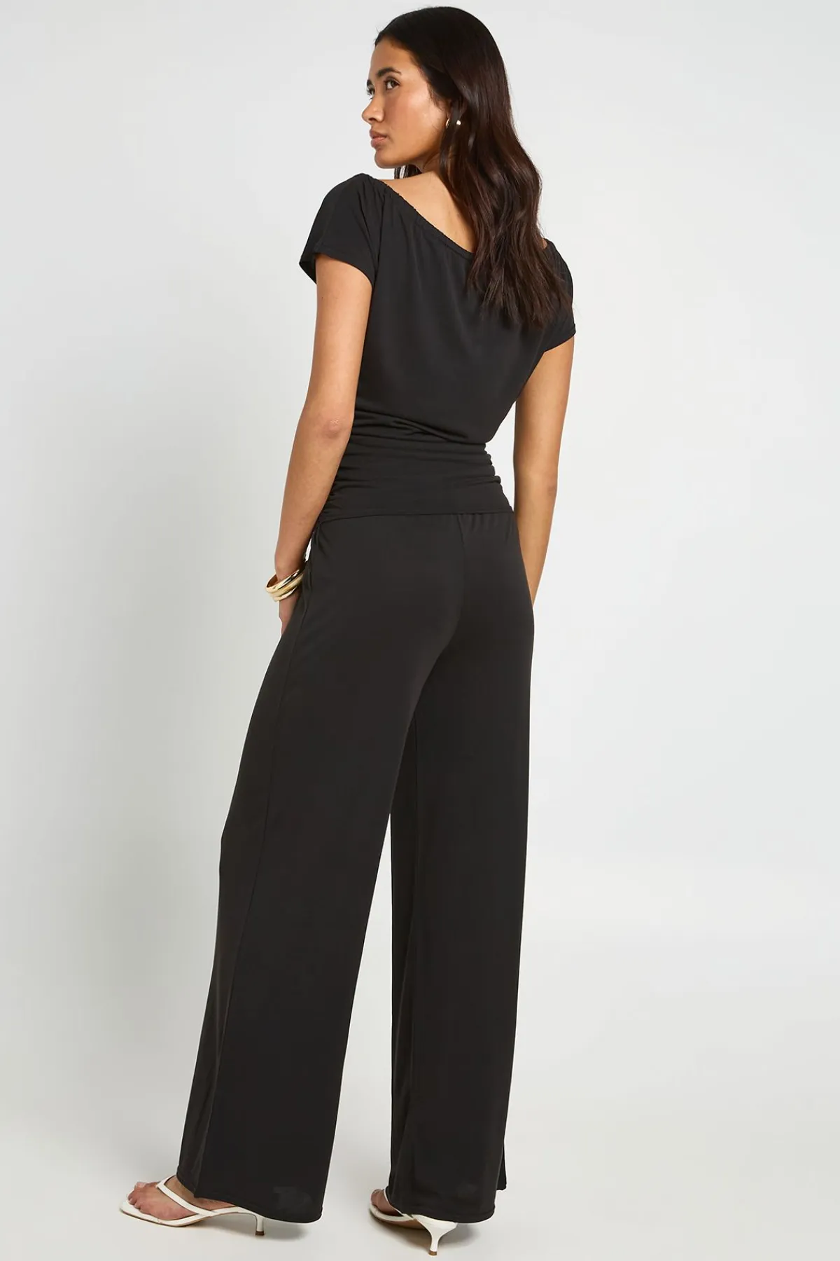 boohoo Ensemble Coordonné Haut Col Goutte À Nouer Et Pantalon Large En Modal<Femme Ensembles