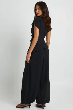 Ensemble Coordonné Haut Col Montant Froncé Et Pantalon Ballon