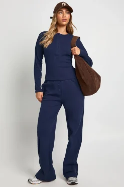 boohoo Ensemble coordonné : haut à col rond en coton à boutons et pantalon<Femme Ensembles