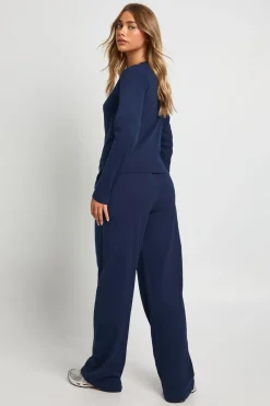 boohoo Ensemble coordonné : haut à col rond en coton à boutons et pantalon<Femme Ensembles