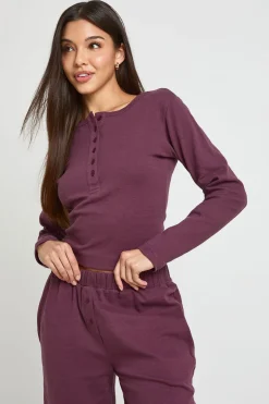 Ensemble Coordonné Haut Col Rond Boutonné Et Pantalon En Coton