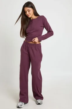 Ensemble Coordonné Haut Col Rond Boutonné Et Pantalon En Coton