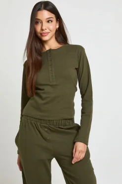 boohoo Ensemble Coordonné Haut Col Rond Boutonné Et Pantalon En Coton<Femme Basiques|Ensembles