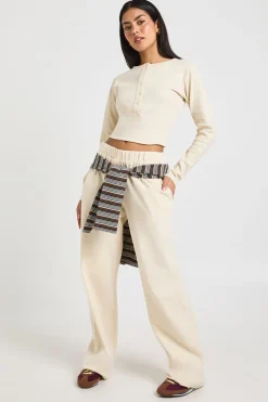 boohoo Ensemble Coordonné Haut Court Col Rond Boutonné Et Pantalon En Coton<Femme Ensembles