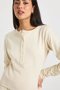 boohoo Ensemble Coordonné Haut Court Col Rond Boutonné Et Pantalon En Coton<Femme Ensembles