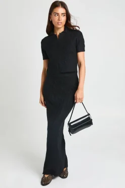 boohoo Ensemble Coordonné Haut Court À Col En Maille Torsadée Et Jupe Longue<Femme Pulls Et Gilets|Toutes Les Mailles