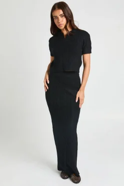 boohoo Ensemble Coordonné Haut Court À Col En Maille Torsadée Et Jupe Longue<Femme Pulls Et Gilets|Toutes Les Mailles