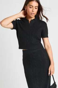boohoo Ensemble Coordonné Haut Court À Col En Maille Torsadée Et Jupe Longue<Femme Pulls Et Gilets|Toutes Les Mailles