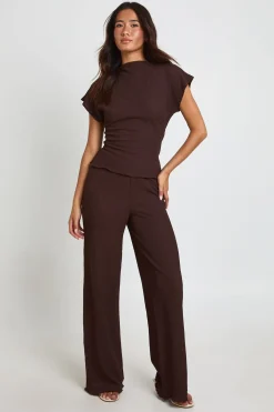 boohoo Ensemble Coordonné Haut À Dos Noué Et Pantalon Large Effet Crinkle<Femme Ensembles