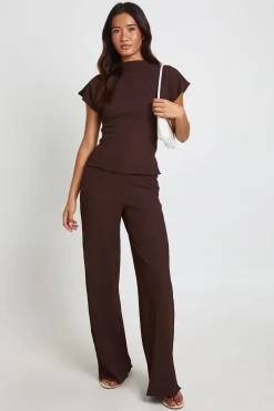 boohoo Ensemble Coordonné Haut À Dos Noué Et Pantalon Large Effet Crinkle<Femme Ensembles