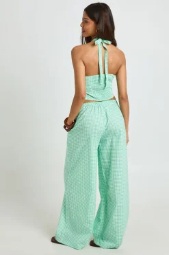 Ensemble Coordonné Haut Dos Nu Vichy Et Pantalon Jambes Larges