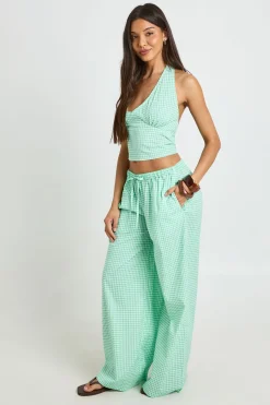 Ensemble Coordonné Haut Dos Nu Vichy Et Pantalon Jambes Larges