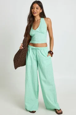 Ensemble Coordonné Haut Dos Nu Vichy Et Pantalon Jambes Larges