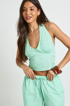 Ensemble Coordonné Haut Dos Nu Vichy Et Pantalon Jambes Larges