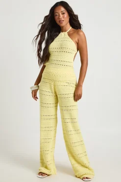 boohoo Ensemble Coordonné Haut Dos Nu En Crochet Et Pantalon Large<Femme Tenues De Plage|Pulls Et Gilets