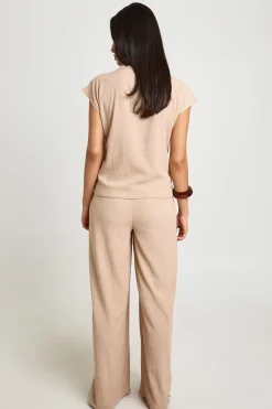 Ensemble Coordonné Haut À Détail Nœud Texturé Et Pantalon
