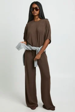 boohoo Ensemble Coordonné Haut En Jersey Ultra Doux À Manches Longues Et Pantalon Droit<Femme Ensembles