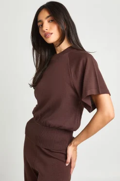 Ensemble Coordonné Haut En Maille Oversized À Taille Froncée Et Pantalon Large