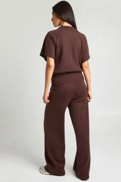 Ensemble Coordonné Haut En Maille Oversized À Taille Froncée Et Pantalon Large