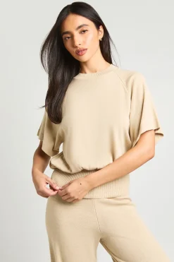 Ensemble Coordonné Haut En Maille Oversize À Taille Froncée Et Pantalon Large
