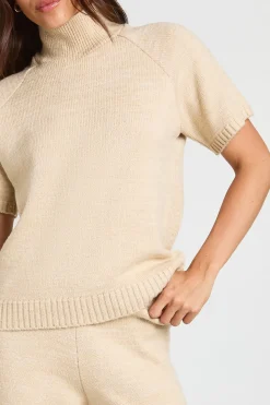 Ensemble Coordonné Haut En Maille Col Montant Et Pantalon Large