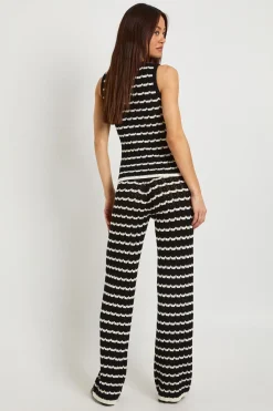 boohoo Ensemble Coordonné Haut En Tricot À Rayures Crochet Et Pantalon Large Tall<Femme Pulls Et Gilets|Toutes Les Mailles