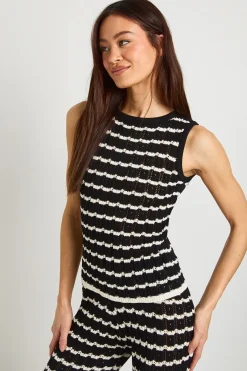 boohoo Ensemble Coordonné Haut En Tricot À Rayures Crochet Et Pantalon Large Tall<Femme Pulls Et Gilets|Toutes Les Mailles