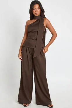 Ensemble Coordonné Haut Foulard En Crêpe Et Pantalon Large